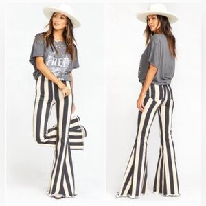 Show Me Your Mumu Berkeley Bells Casablanca Stripe Large Flare Jeans NWT